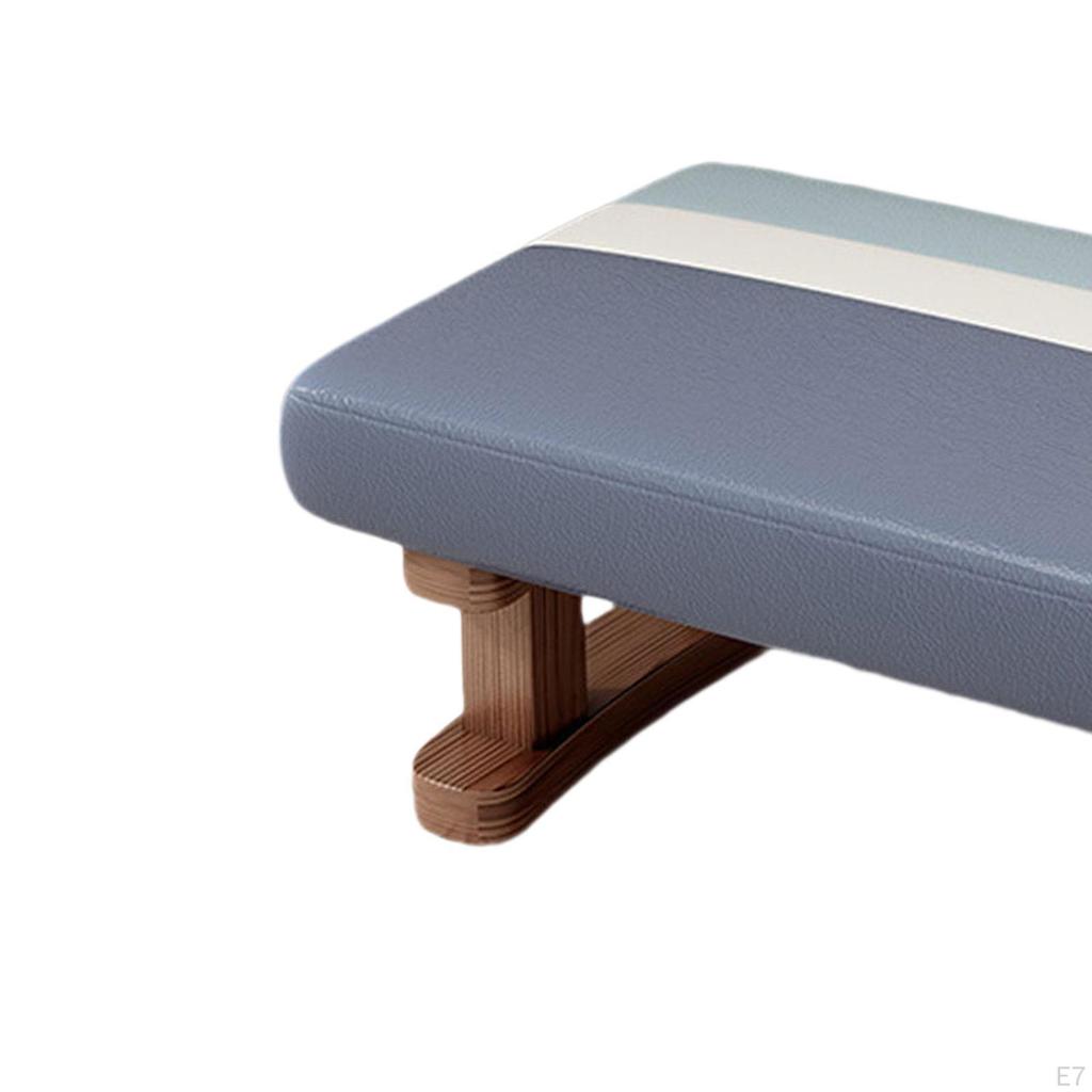 Fußstütze mit Holzbeinen, Kleiner niedriger Hocker, Gepolsterter Fußhocker für Büro, Bett, Schreibtisch, Wohnen, Essen