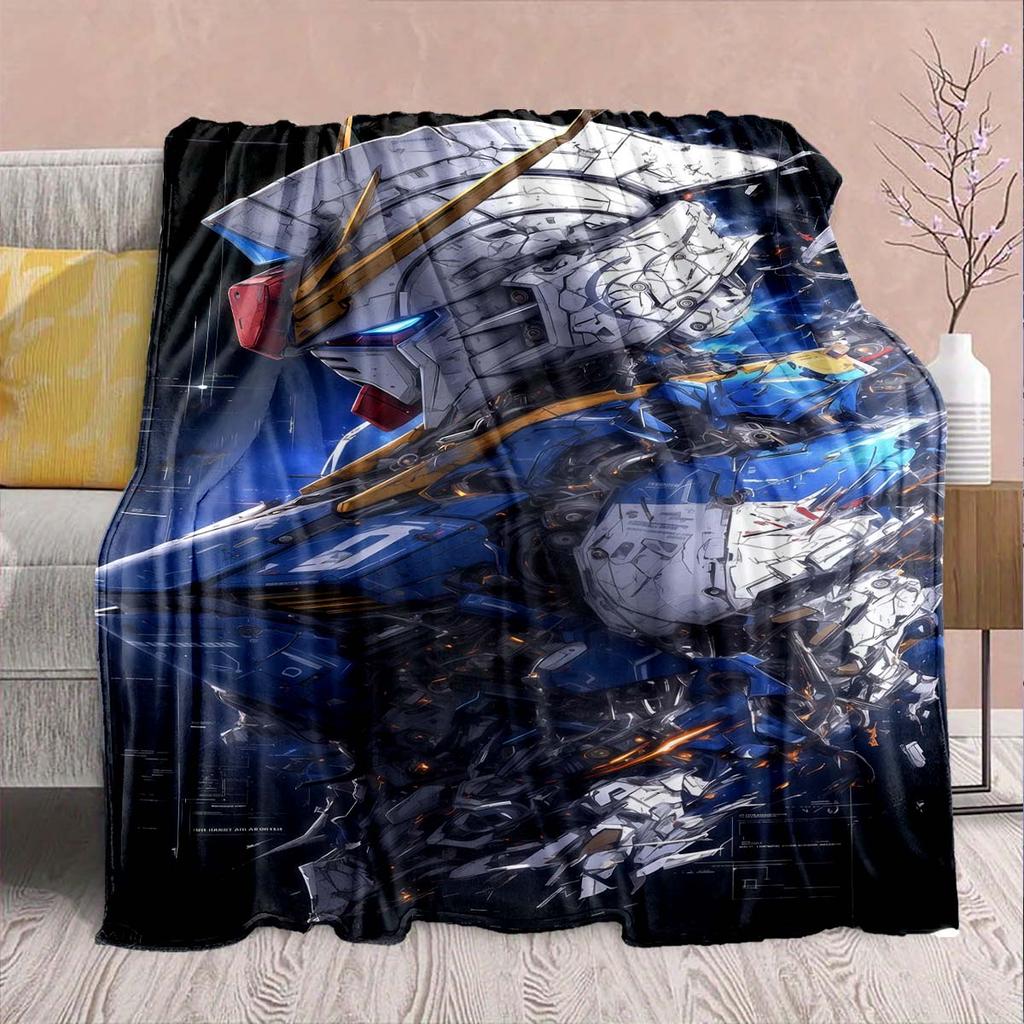 Gundam Anime Flannel Blanket - Soft Warm Perfect for Sofa, Bedding Camping Travel Office Home Decor -QJY