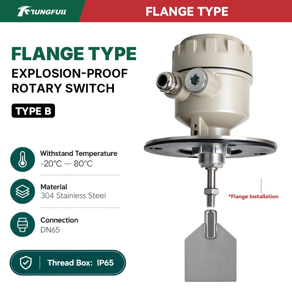 Rotating Material Level Sensor Rotary Paddle Level Switch 304 Stainless Steel Blade for Silo Bin Powder Granule Monitoring
