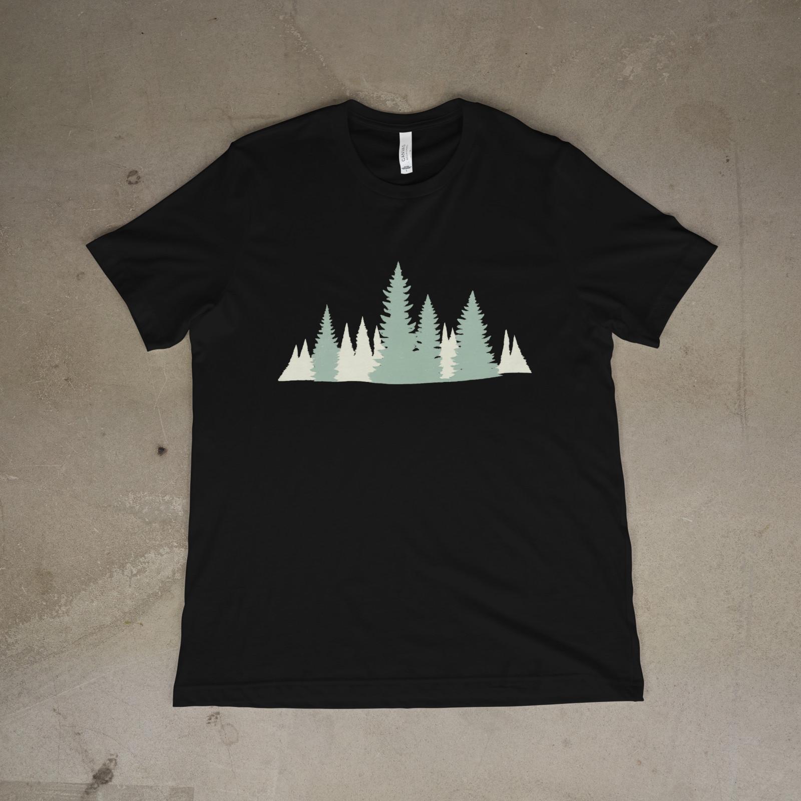 Pastel Pine Forest Minimalist Nature Trees Outdoor Unisex T-Shirt S