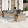 8-Cz. Garden Furniture Set With Cushions, Beige, Poly Rattan