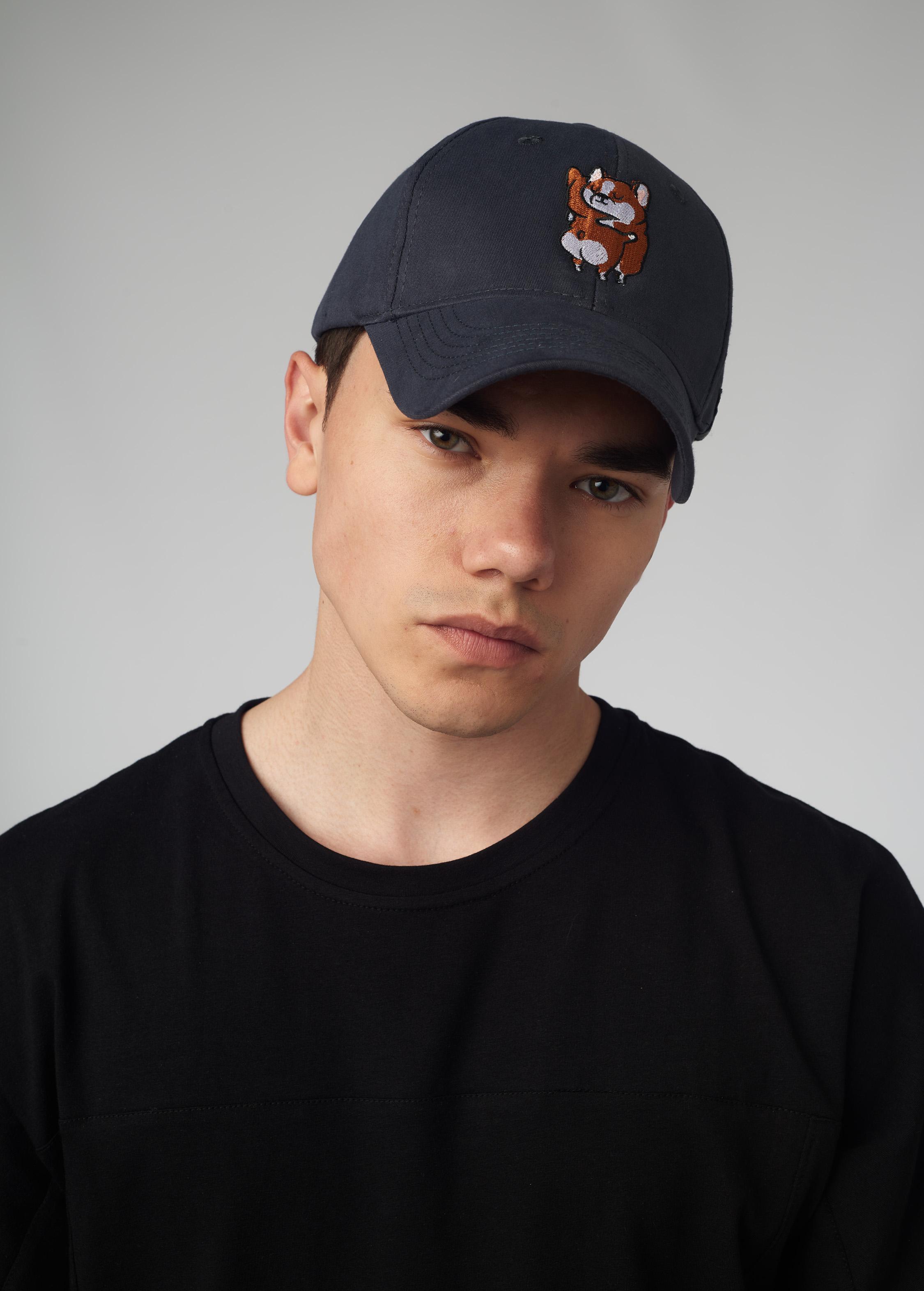 

Бавовняна бейсболка з тваринами чорна сіра Custom Wear 58 cm сірий