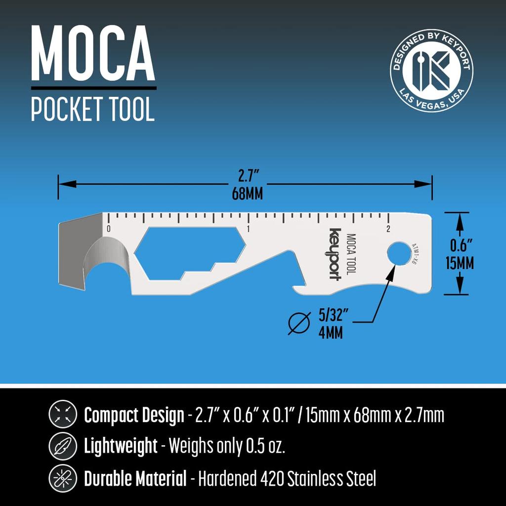 Keyport MOCA Key Tool Keychain Cord Box Scoring Hex Bit 3 TSA Keyport Pivot Keychain Size 10-in-1 Multi-Tool (Bottle Opener, Screwdriver, Cutter,