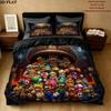 Super Mario Pattern Bedding Quilt Set Quilt Cover Pillowcase Home Birthday Gift(1 * duvet cover + 2 * pillowcase, without core)