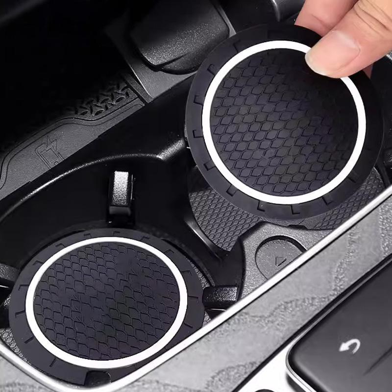 2Pcs Car Logo Water Cup Slot Anti Slip Mat Coaster For BMW MINI Cooper R53 R52 R50 One JCW Clubman Countryman WORKS Accessories