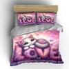 A Cute Cat Is Lying On The Word Love. Duvet Cover Set With 3D Printing Design Soft Polyester Bedding Set All-Season Comfort