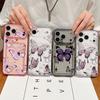Purple Butterfly Pattern Clear Phone Case For iPhone 17 16 15 14 13 Pro Max 17 Pro Air 17e 16e 11 Shockproof Soft Card Bag Cover
