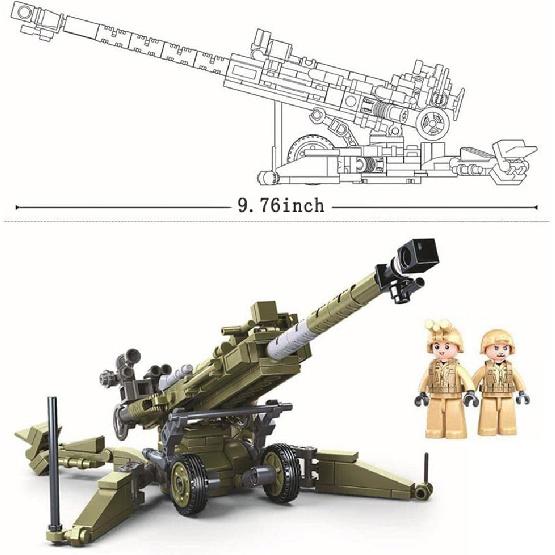 2022 New Anti-Tank Gun, Military Brick Sets, Army Series Building Block with 2 Soldiers Figures (258 Pieces)