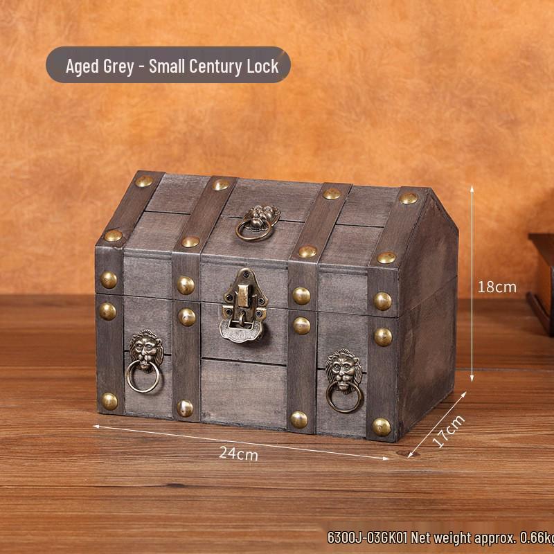 Vintage Wooden Jewelry Storage Box with Lock - Ideal for Earrings, Necklaces, Gifts, and Photography Props.