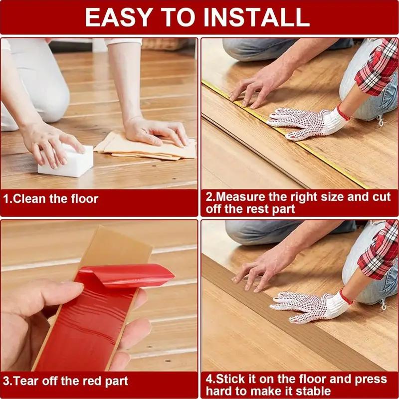 1PC 2mx5cm Self-Adhesive Floor Transition Strip, Elegant Wood Grain Vinyl Floor Divider, Plastic Laminate Floor Cover