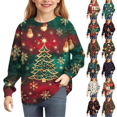Christmas Day Sweatshirts For Children Boys And Girls Knit Sweater Cute Shirt Fall Crewneck Pullover Tops