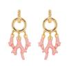 Ocean Series: Gold-Plated Pink Coral Stud Earrings, Stainless Steel