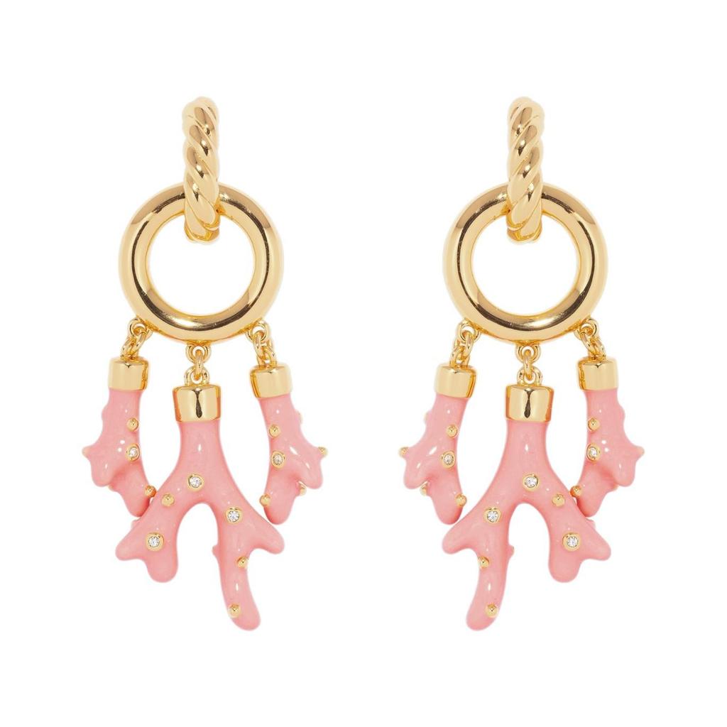 Ocean Series: Gold-Plated Pink Coral Stud Earrings, Stainless Steel