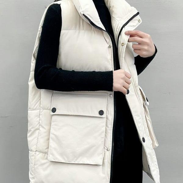 New Down Cotton Vest Women Wear Waistcoat Stand Collar Loose Joker Thick Vest Vest Vest Jacket In Autumn and Winter.