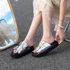 Thick-soled One-word with Rhinestone Square Buckle Outside Slippers Women's Summer New Fashion Casual Muffin Bottom Beach Sandals Women