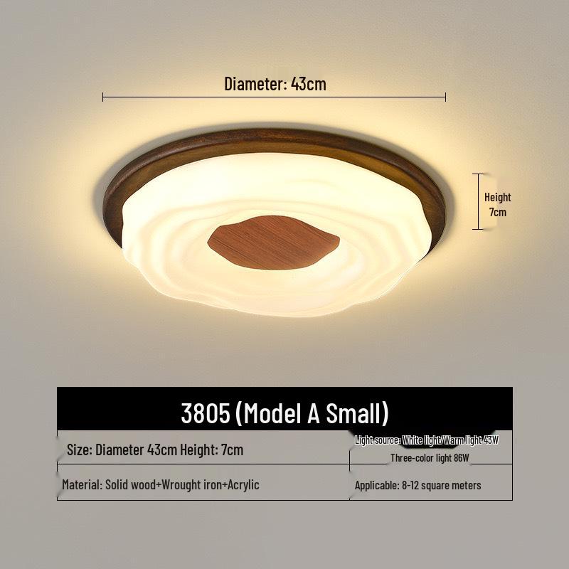 Chinese Retro Mid-Century Zen Ceiling Lamp: Solid Wood, Simple Style for Bedroom or Influencer Room