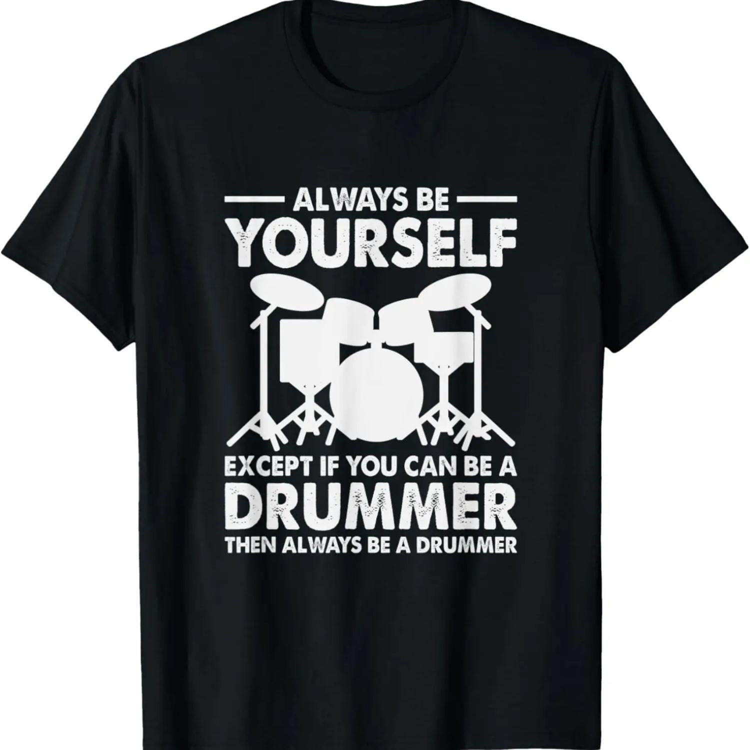Drummer Tempo Music Band Percussion Drum Set Funny Humor T-Shirt S