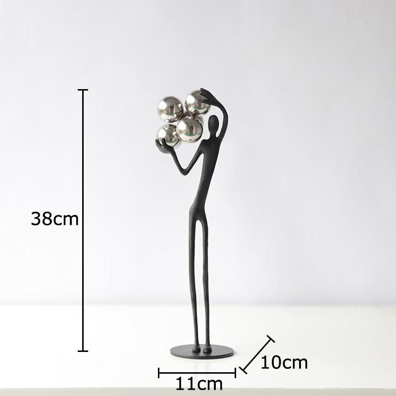

The Man Carrying Silver Balloon Sculpture Desk Decoration Figures Ornaments Abstract Character Metal Statue Room Aesthetic Decor