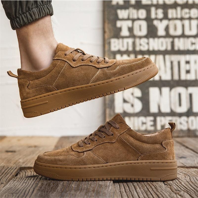 New retro versatile trendy shoes leather thick-soled heightening casual shoes men's tooling board shoes velvet leather
