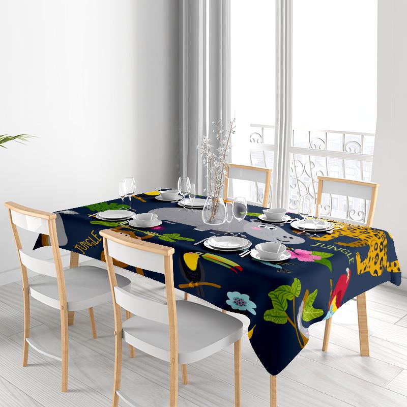 Animal-themed Tablecloth Jungle Party Decoration for Dining Room Furniture