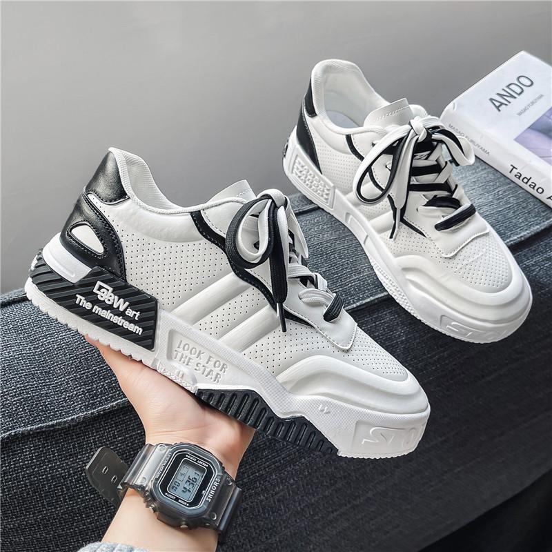 

Men S Shoes Summer Lightweight Breathable Casual Sports Shoes Men S Trend Versatile Flat Bottom Shoes Thick Sole White Shoes