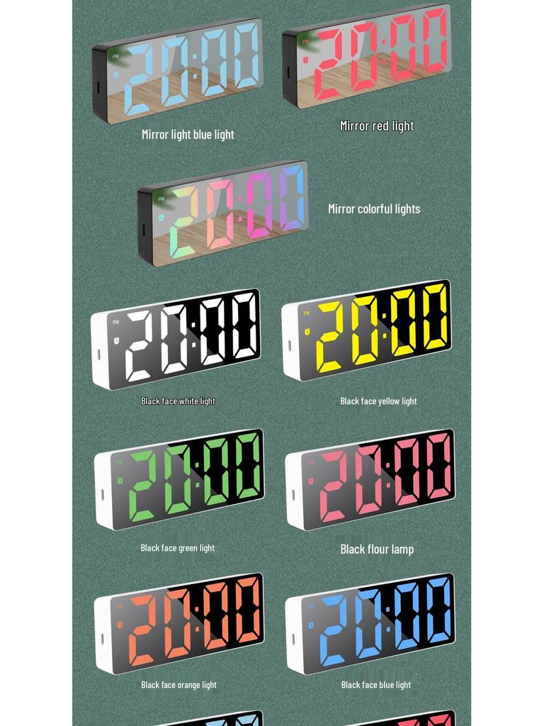 Multifunctional Voice-Controlled Digital Alarm Clock: Minimalist, Colorful Large Screen for Students & Desktops