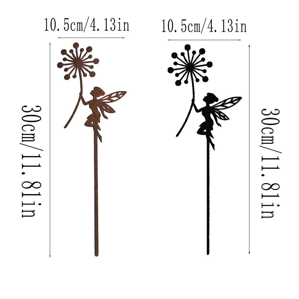 1Pc Iron Garden Decoration Ground Plug with Charming Fairy and Fl Terrace Decoration