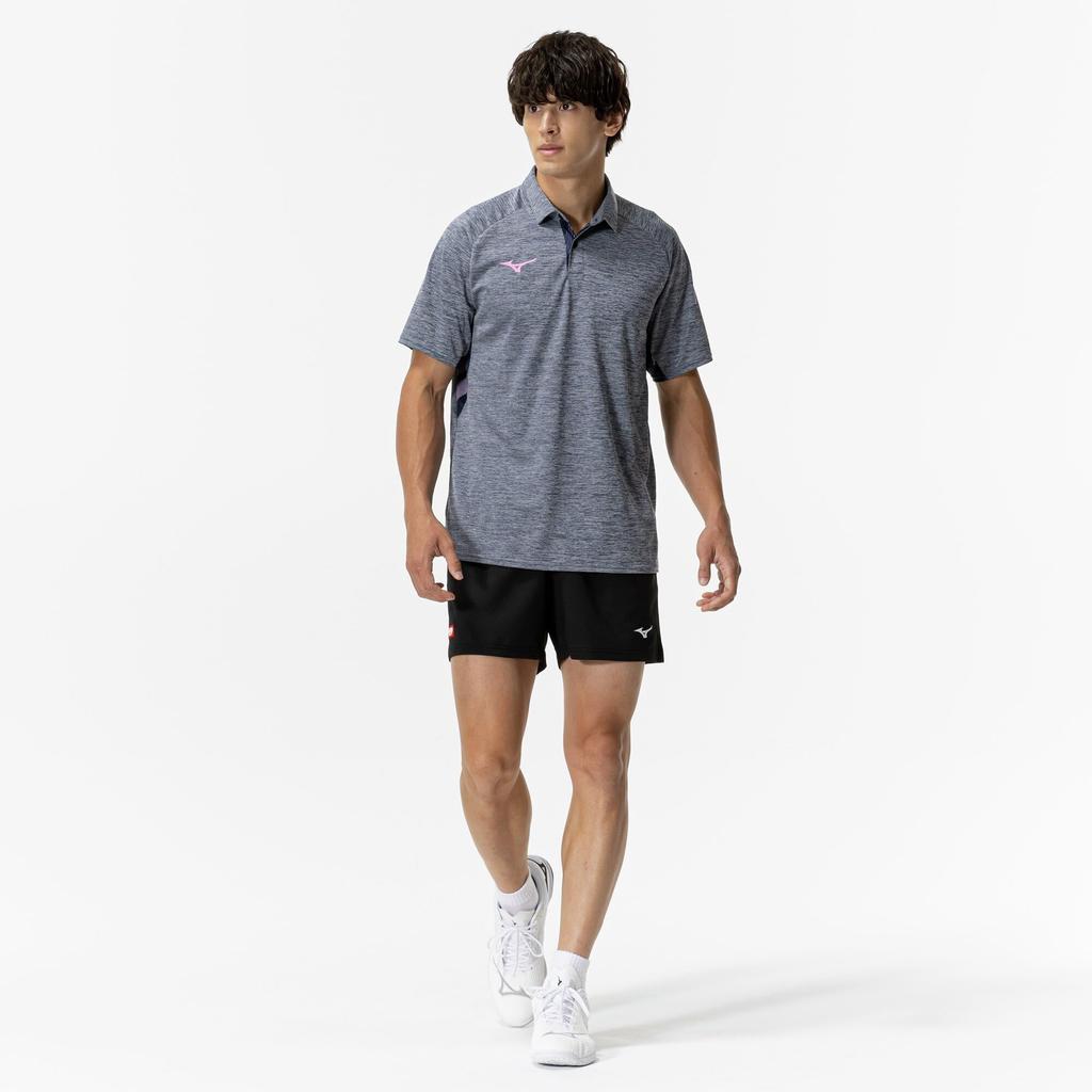 Mizuno Table Tennis Game Short JTTA Dress Navy Shirt, Sleeve, Certified, Moisture-Wicking, Quick-Drying, Unisex, 82JAC105,