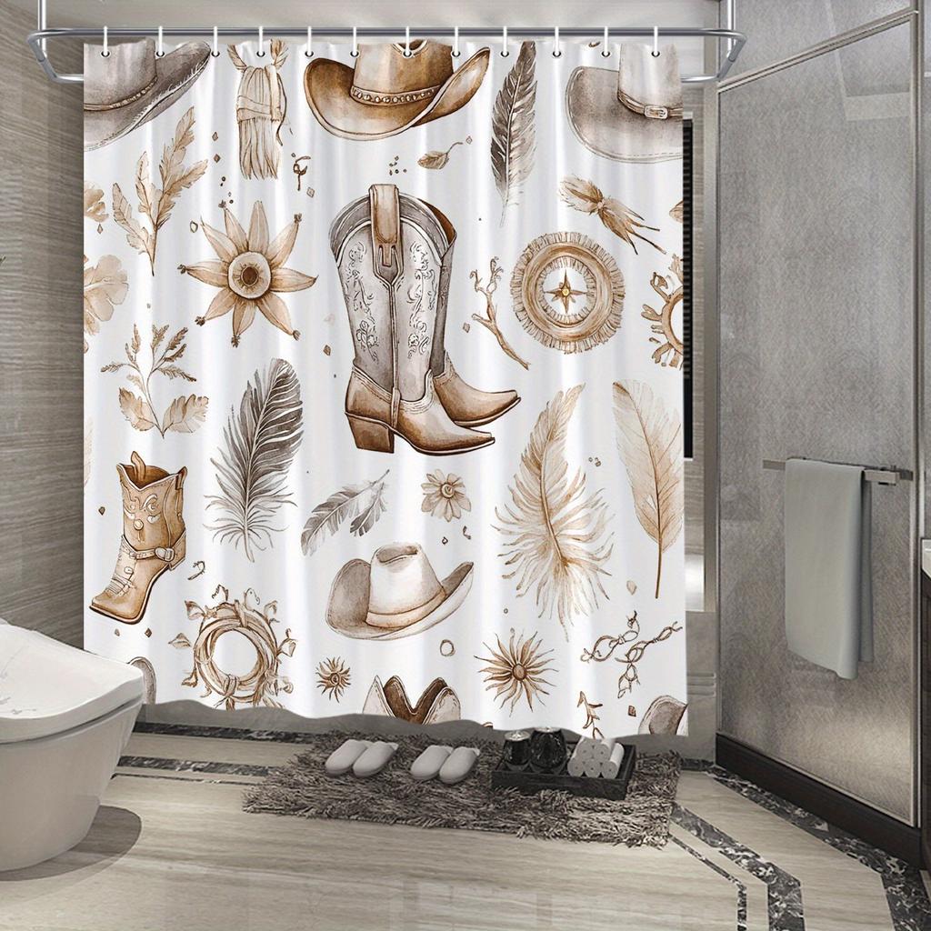 Elegant Beige and White Bohemian Waterproof Shower Curtain – Perfect for Adding a Warm and Stylish Touch to Your Bathroom Decor