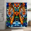 Tiger Print Shower Curtain Waterproof Home Decor Bathroom Rug Mat Modern Orange Floral Design for Kids Bedroom Decoration (Size: