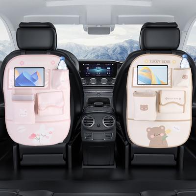 Auto Rücksitz Organizer Cartoon Stil Trittschutz für Kinder 5 Aufbewahrungstaschen mit Touchscreen Tablet-Halter Abnehmbar