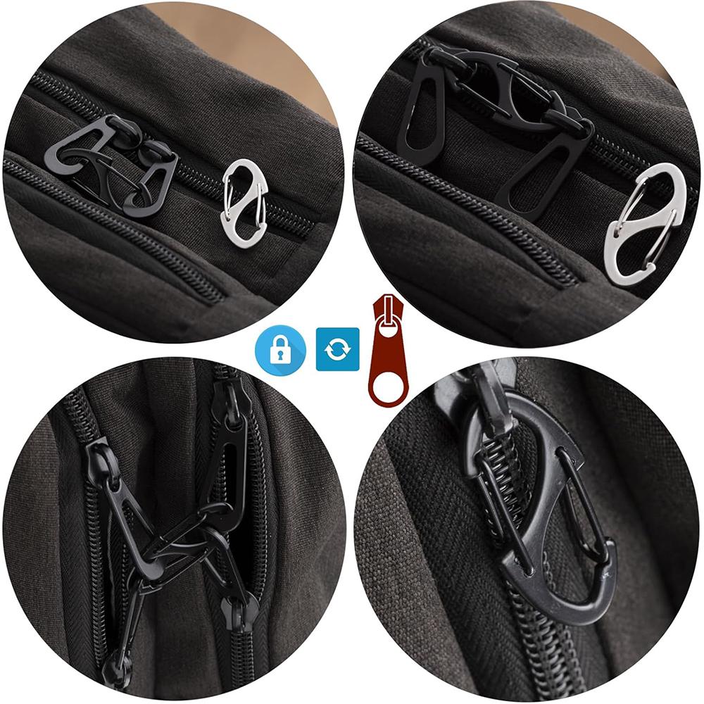 10Pcs Black Locking Zipper Clips For Backpack Travel Case Zipper Lock Anti-theft