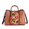 Johnature Borsa versatile in vera pelle da donna, vintage, fatta a mano, in pelle di mucca naturale goffrata, borse a tracolla