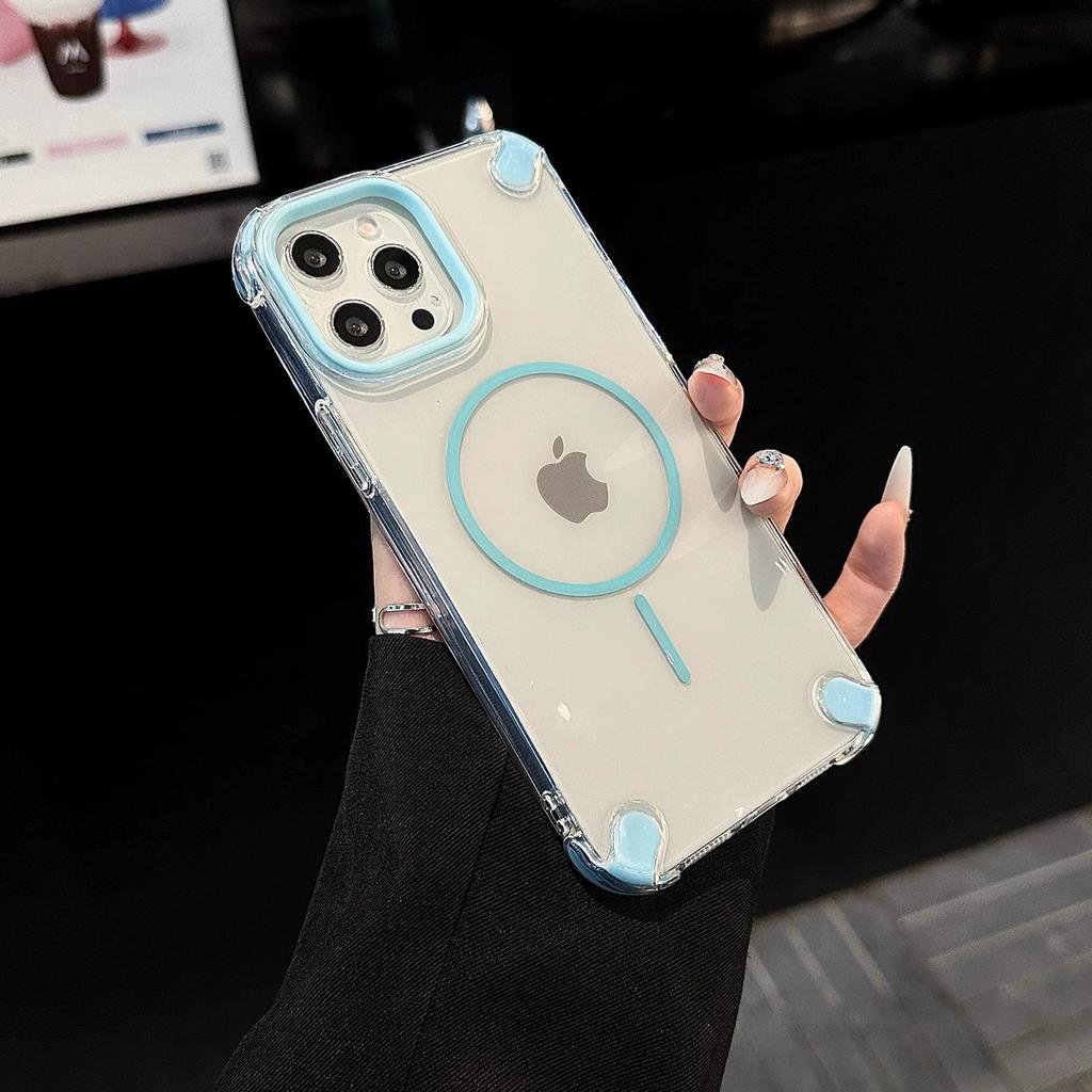 High-End Sense Einfach Transparent Magnetische Saugkraft Vier Ecken Fallschutz Weich für iPhone 16 Pro Max 15 Plus 14 Promax 13 12 11 Hülle