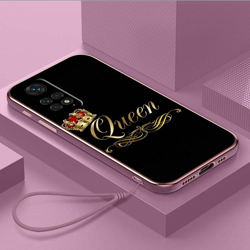 Husă de telefon TPU placată de lux cu șnur pentru Xiaomi Poco F1 F3 F4 F5 M3 M4 M5 X3 X4 X5 PRO 11 Lite 11T 12T 13T huse A30 King Queen Husă cupluri