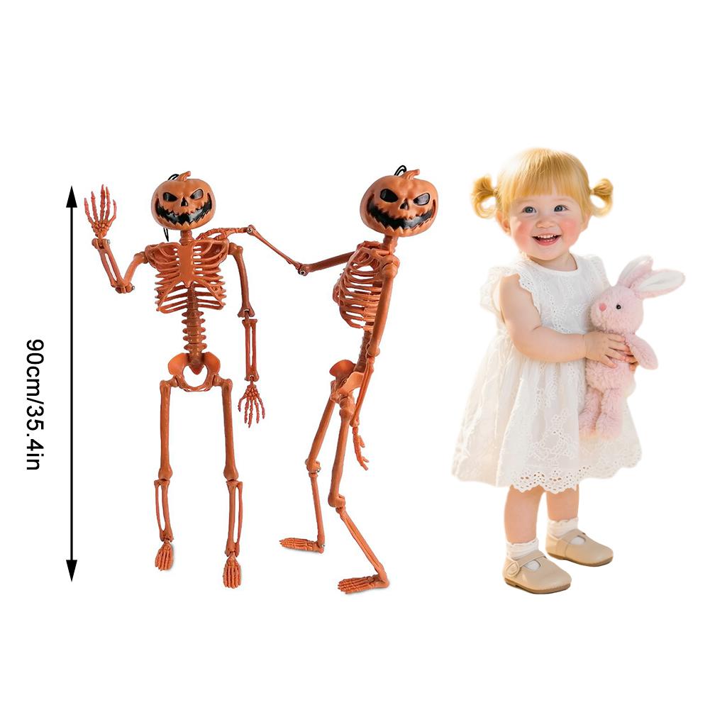 Halloween Pumpkin Skeleton Decorations with Movable Joints Human Bones Stayable Posable Skeletons for Spooky Scene Party Favor