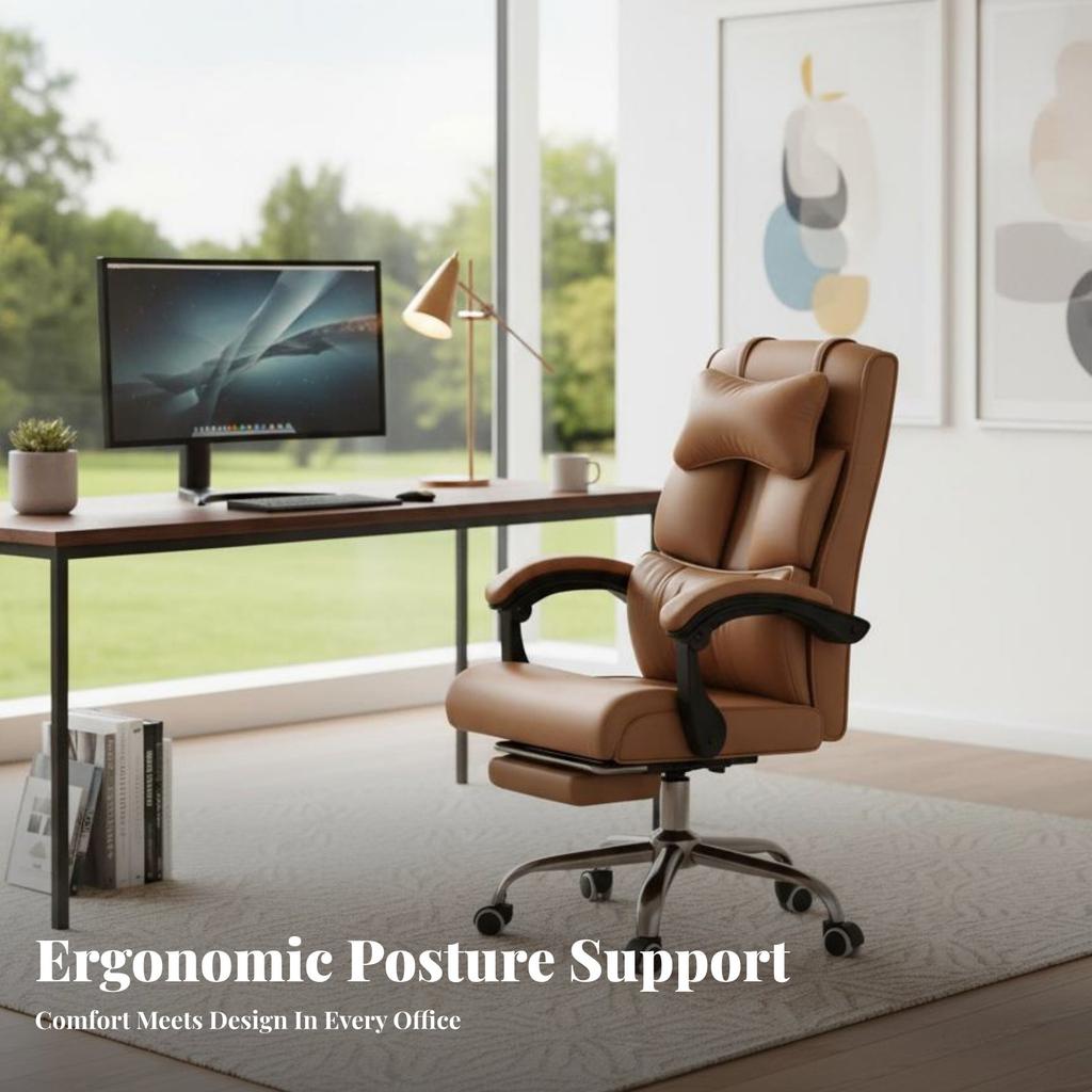 Ergonomic Recliner with Footrest Highspine Support Reclining Task Chair with Footrest Adjustable Headrest 360° rotate for Gaming