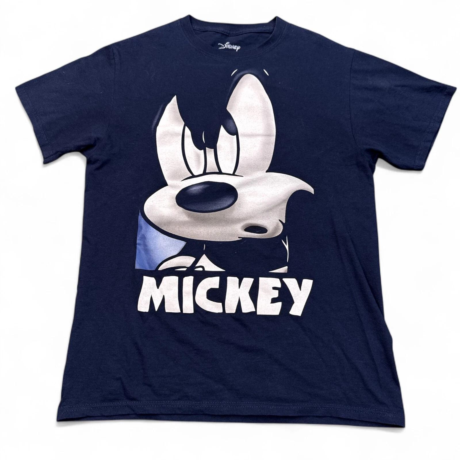 

Disney Mickey Mouse T Shirt Adult Size Small Navy Blue Big Print VTG Style Tee 3XL