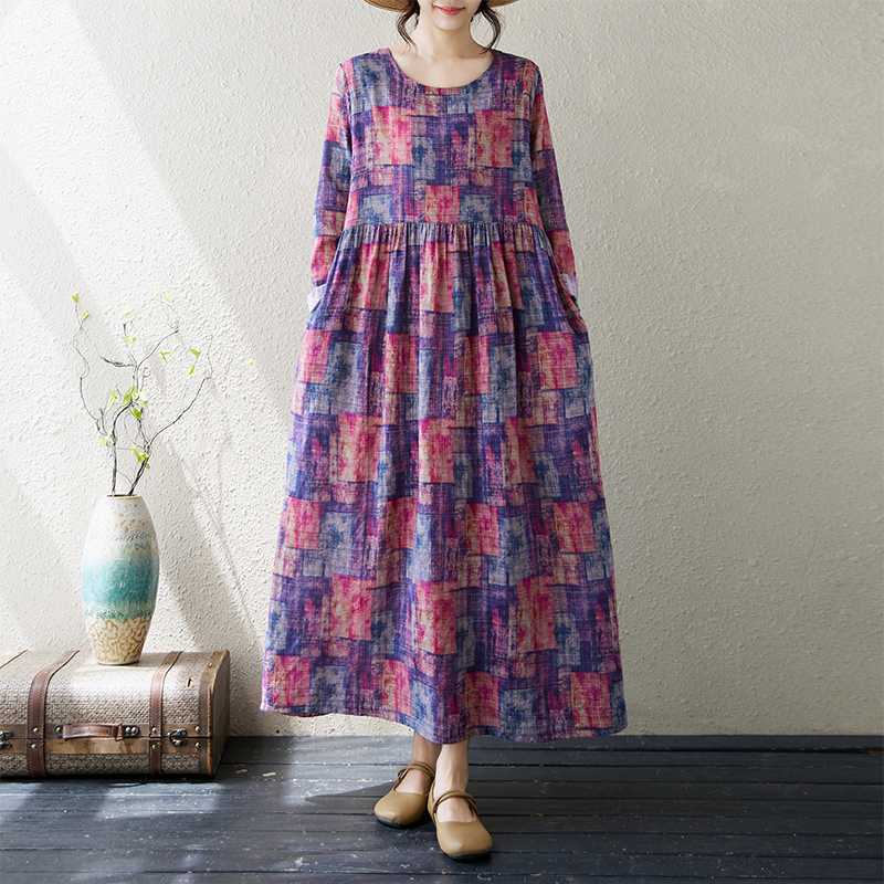 

Платья средней длины с длинным рукавом и принтом «Мама 2025» для женщин среднего возраста 3XL