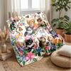 Kittens and Blue Flowers Theme blanket Lightweight Warm Flannel Blanket Decorative Throw Blanket for Home Decoration