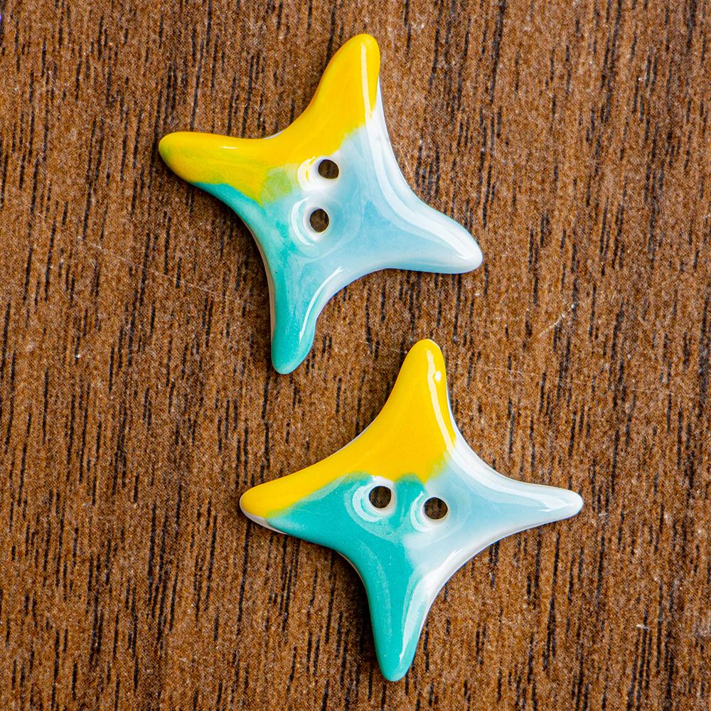 Square Star Ceramic Buttons - Handmade Designer Clothing Accessories