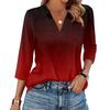 Women's Fashion Casual Lapel 3/4 Sleeve Print Shirt Women's V-Neck Tops