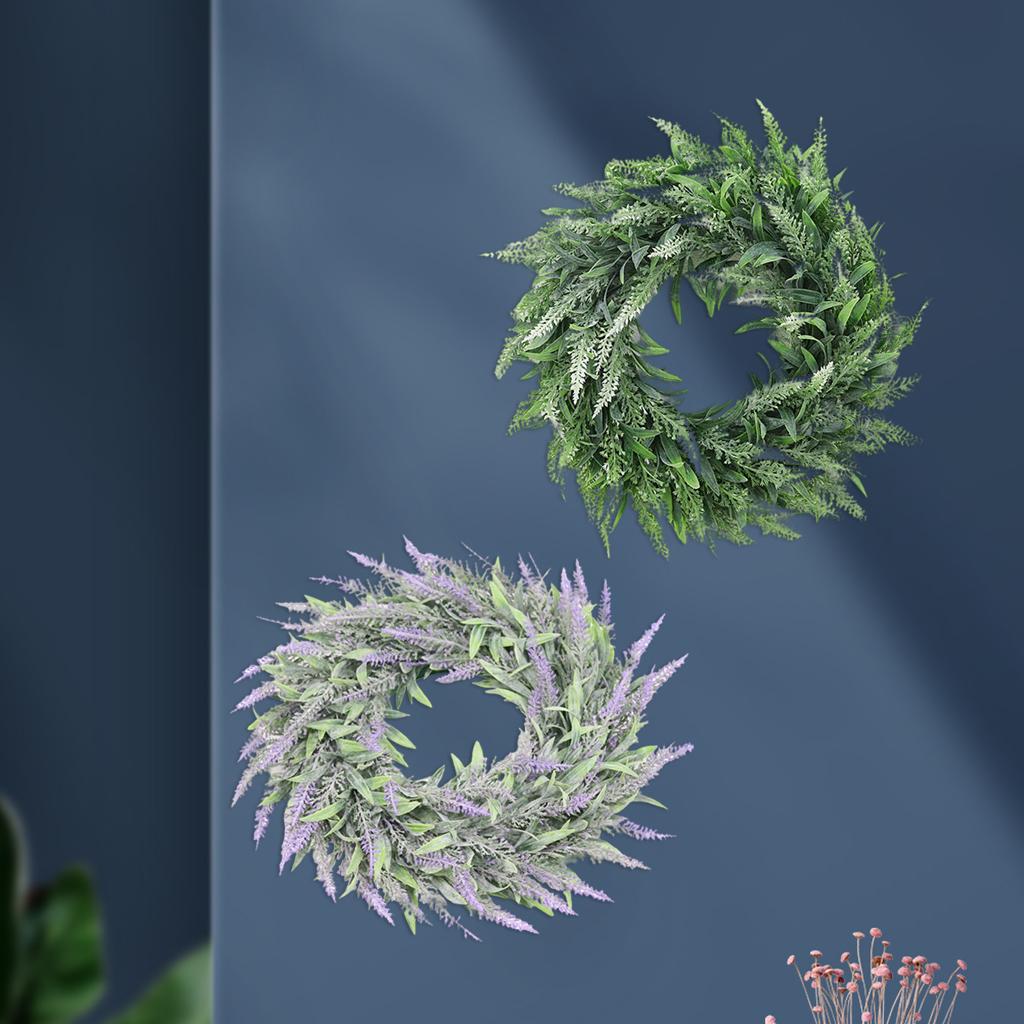 Round Lavender Wreath Flower Farmhouse Front Door Garland Outdoor Decoration