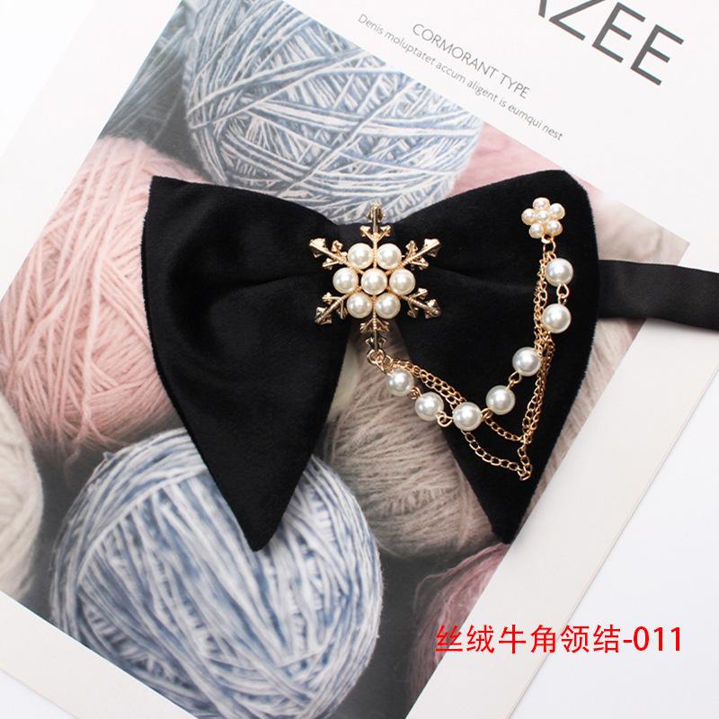 

Однотонный бархатный текстурный галстук-бабочка с рожками, мужской и женский, с аксессуарами из жемчуга-снежинок, галстук-бабочка для рубашки, униформы, воротник-цветок