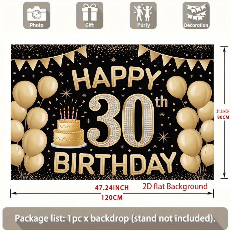 1pc Birthday & Wedding 30th Gift Box Cake Large Party Banner Golden Polyester