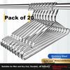 Shangmeide Stainless Steel Hangers Thickened Large Non-Marking Anti-Slip Grooved 40cm Adult Universal [20 Pack]