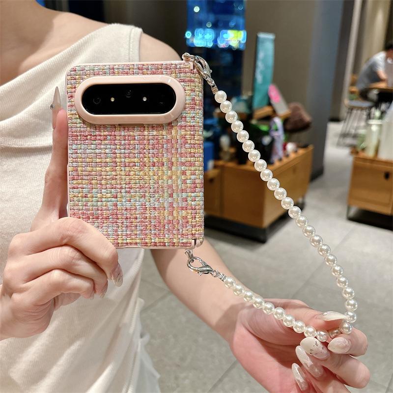 Huawei PuraXMax Foldable Phone Case: Dual-Axis Design, Woven Texture, Includes Lanyard
