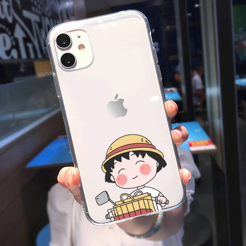 RUICHI Süße Chibi Maruko Chan Telefonhülle für iPhone 11 12 Mini 13 Pro XS Max X 8 7 6s Plus 5 SE XR Transparente Hülle