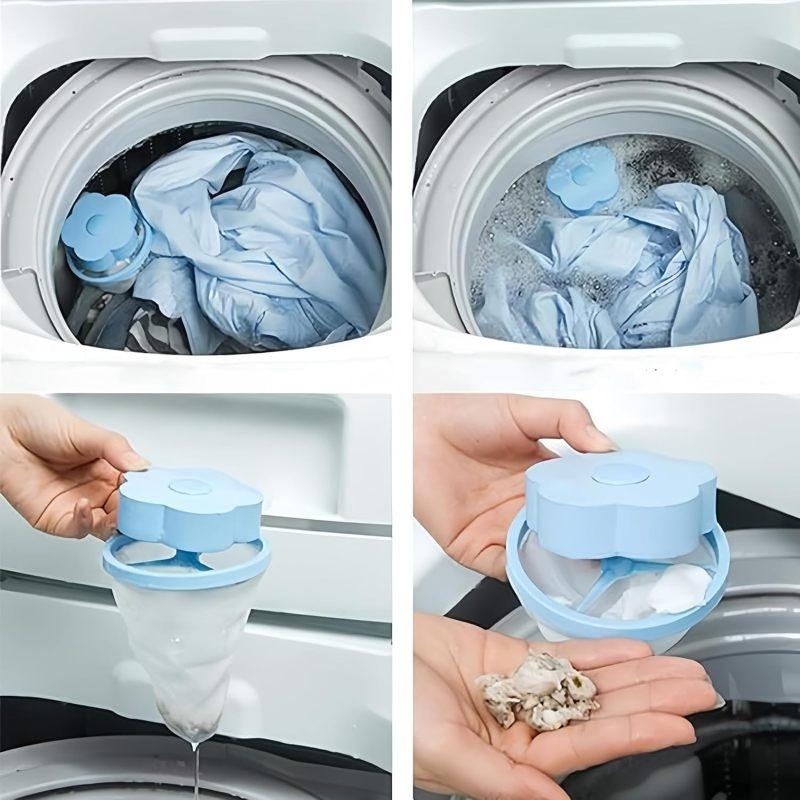 2Pcs Washing Machine Floating Lint Catcher Reusable Mesh Filter Bag Anti-Blocking Hair Catcher for Laundry Utility Tub