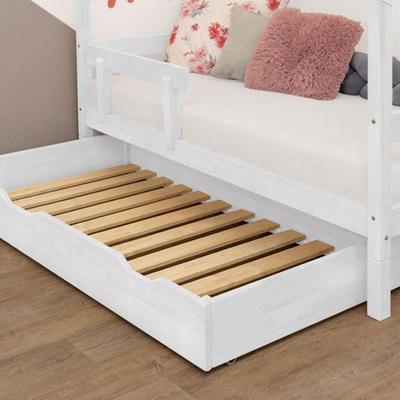 Storage or Bed Drawer with Castors - White for 120 X 160 Cm Bed